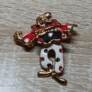 New Rave Gold Tone Articulated Clown Brooch Pin Vintage Costume Jewelry #27